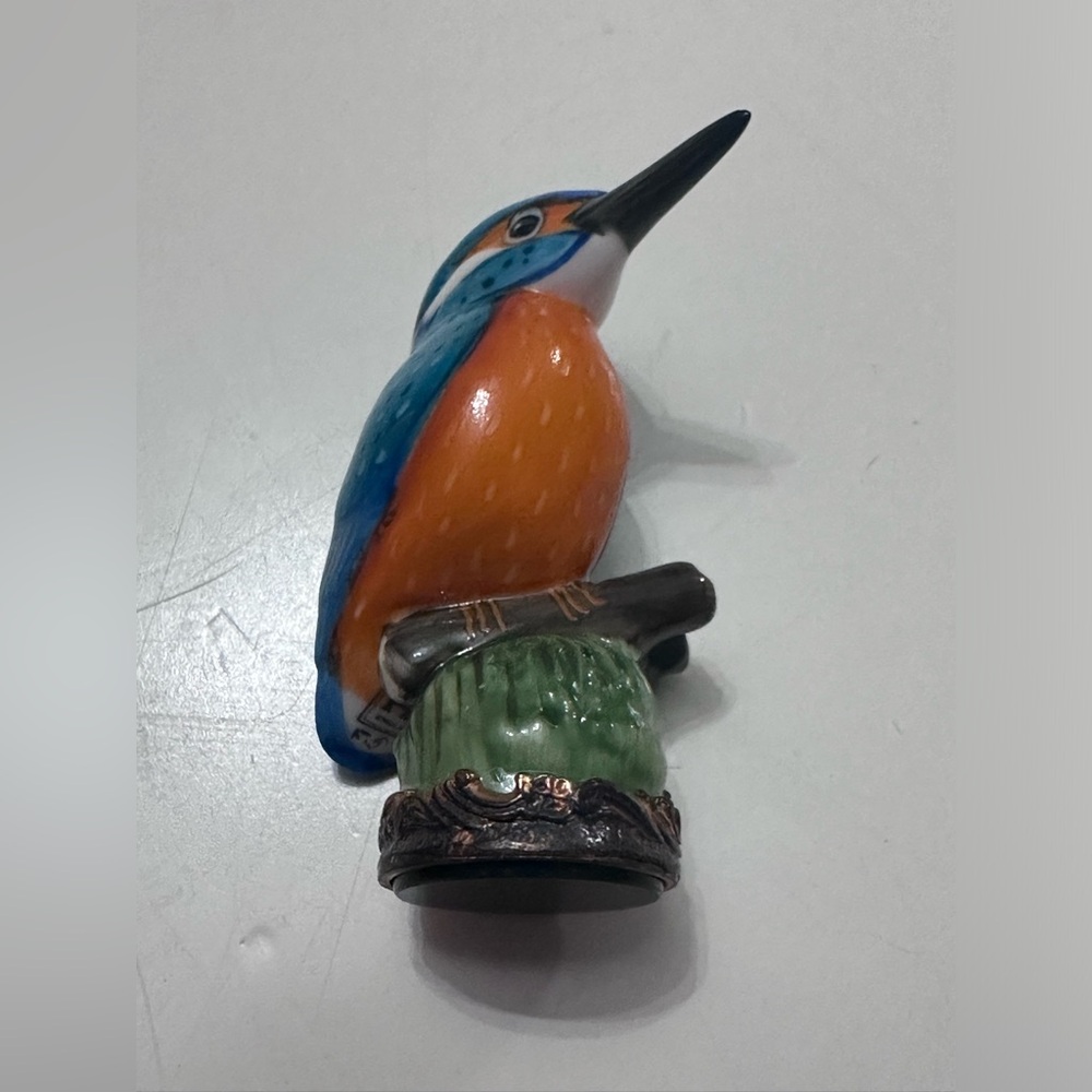 RARE Halcyon Days Enamel Porcelain Kingfisher Desk Seal